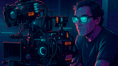 كاميرا RED Helium محاطة باثنتين من كاميرات ARRI Mini
